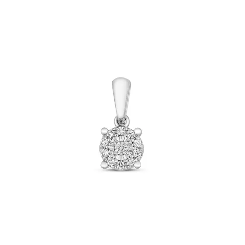 9ct White Gold Diamond Illusion Pendant 0.06ct 